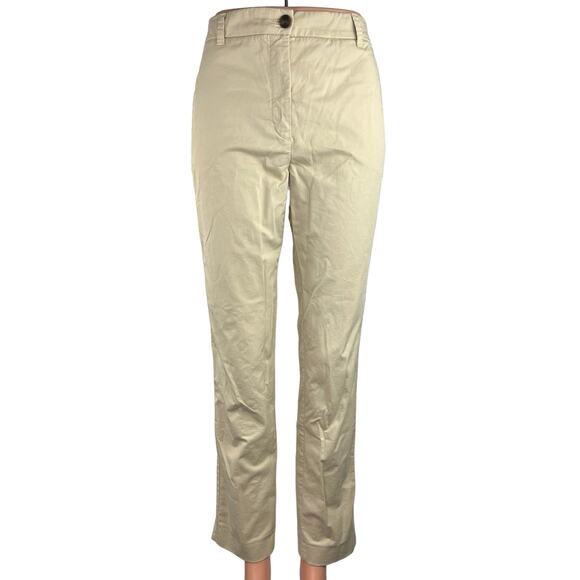 Massimo Dutti Women White High Rise Straight Leg Flat Front Ankle Dress Pants 4 - Picture 1 of 5
